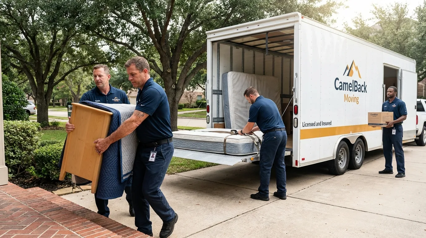 Crew loading residential truck for cross-state move from Orford, NH