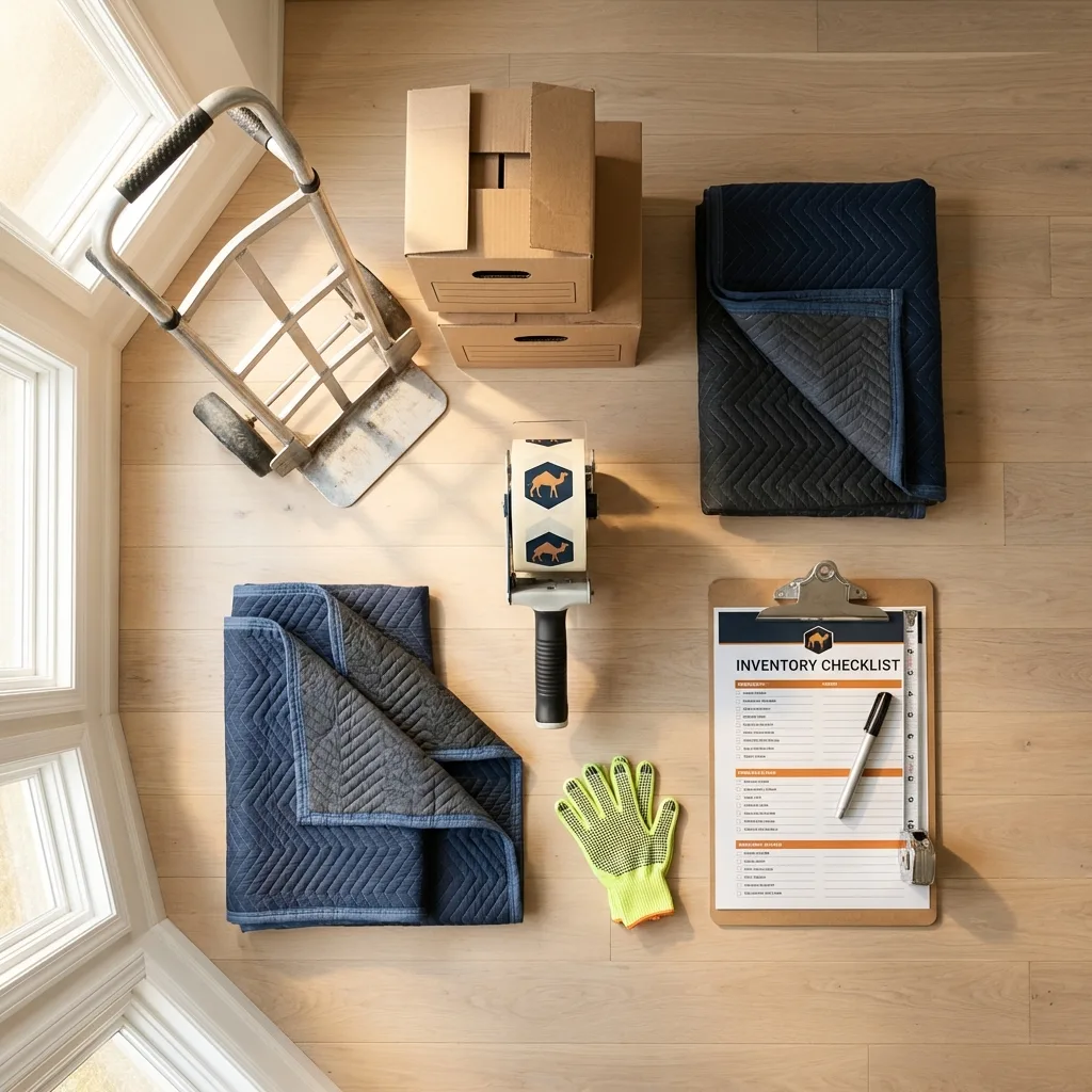 Professional moving supplies and packing materials layout for Orford residential relocations